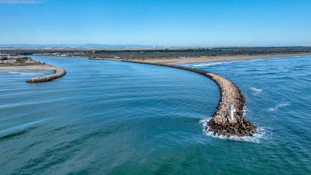 Vendres bij Vias en Valras, stranden en haven van de Hérault