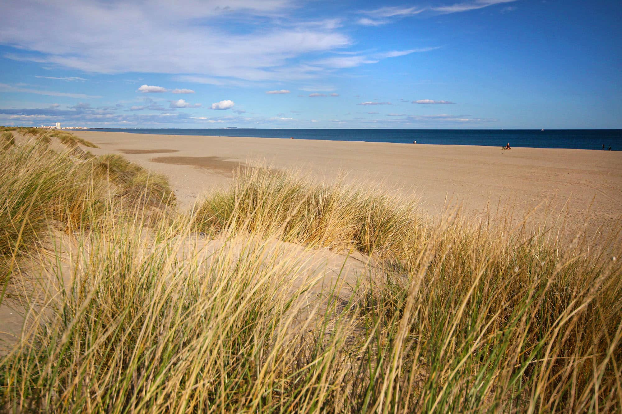 Strand van Vendres in de Hérault, oyats, duinen, Middellandse Zeekust