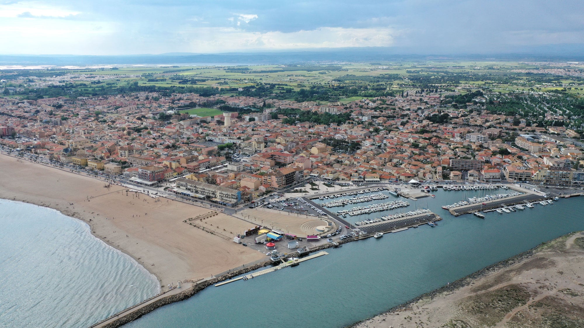 survol de Valras plage dans l'Hérault